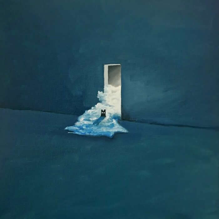 Digital Artworks of Black Cats in Fantasy Landscapes by Mitch